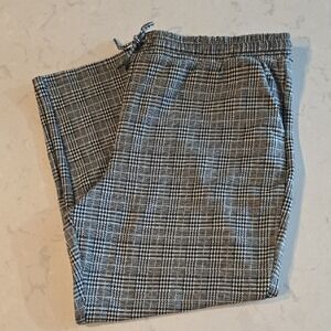 Preppy Womens XXXL 22 Black White Glen Plaid Pull On Drawstring Pants